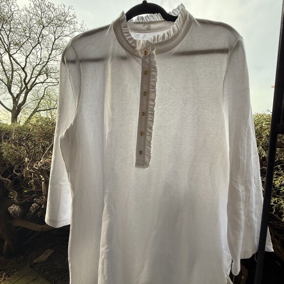 Charter Club Women's Pullover White Top with Ruffle and Buttons Size 1X NWT - Picture 10 of 14